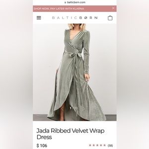 Baltic Born Jada Ribbed Velvet Wrap Dress